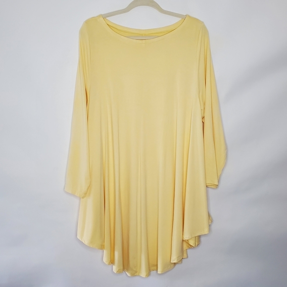 Roaman's Asymmetric Hem Tunic Size 18/20 Butter Yellow A-line Lightweight Top - Picture 1 of 10